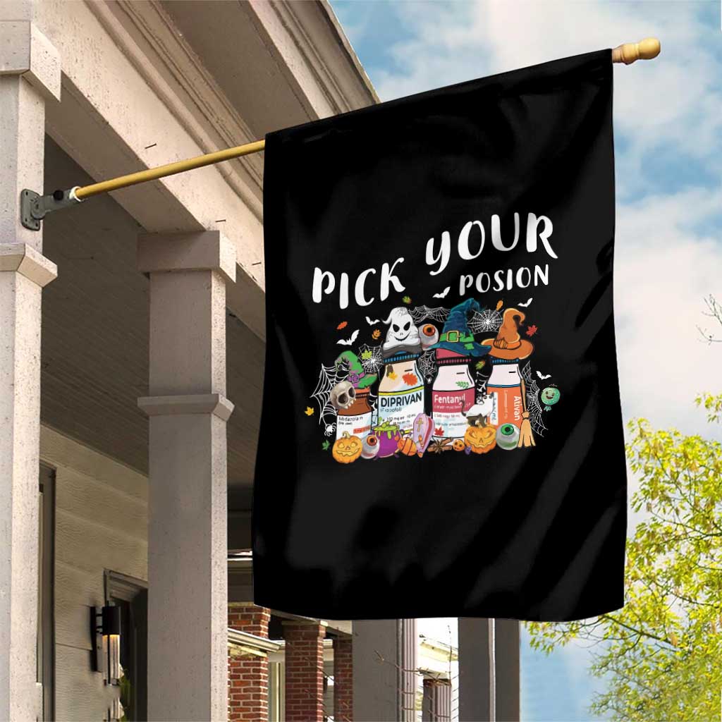 Halloween Nurse Garden Flag Pick Your Poison Pharmacy Witches TS11 Print Your Wear