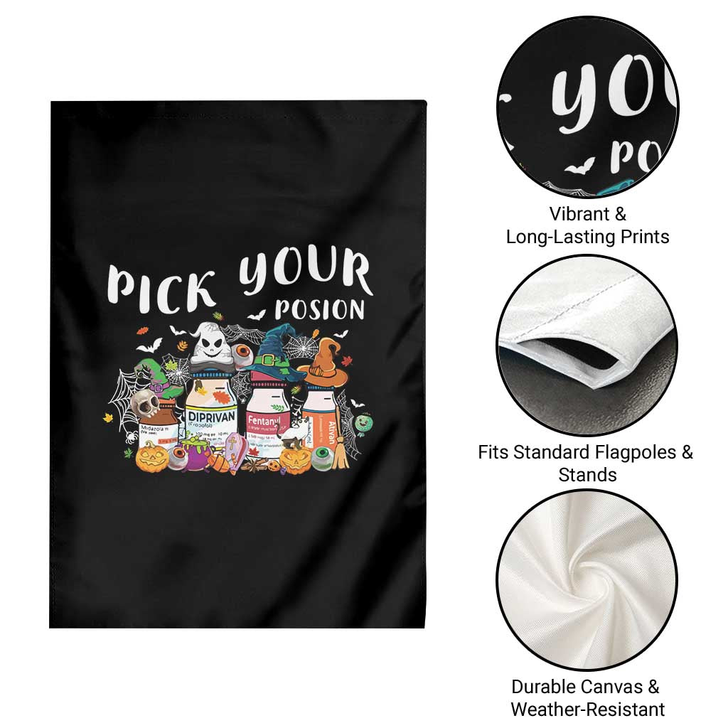 Halloween Nurse Garden Flag Pick Your Poison Pharmacy Witches TS11 Print Your Wear