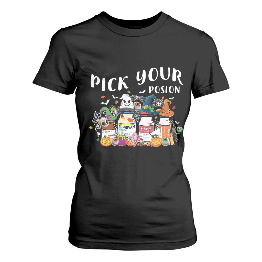 Halloween Nurse T Shirt For Women Pick Your Poison Pharmacy Witches TS11 Black Print Your Wear