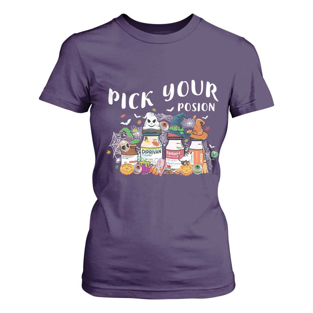 Halloween Nurse T Shirt For Women Pick Your Poison Pharmacy Witches TS11 Purple Print Your Wear