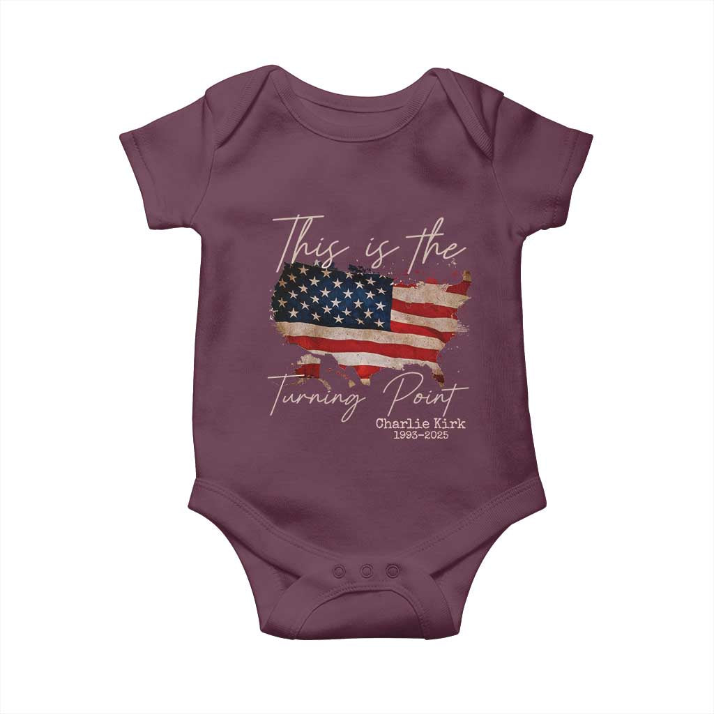 This Is The Turning Point Baby Onesie Patriotic American Map Vintage USA Flag TS11 Maroon Print Your Wear