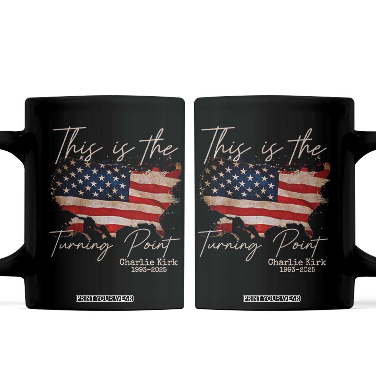 This Is The Turning Point Coffee Mug Patriotic American Map Vintage USA Flag TS11 Black Print Your Wear