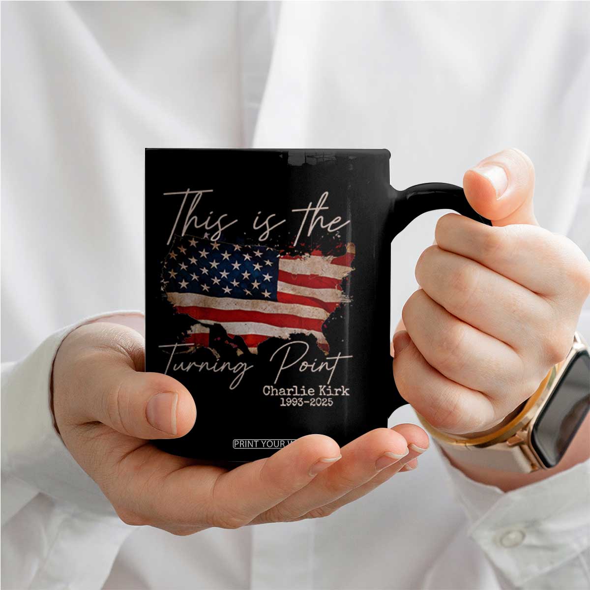 This Is The Turning Point Coffee Mug Patriotic American Map Vintage USA Flag TS11 Print Your Wear