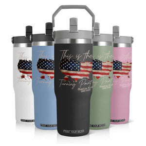 This Is The Turning Point Flip Straw Tumbler Patriotic American Map Vintage USA Flag TS11 Print Your Wear
