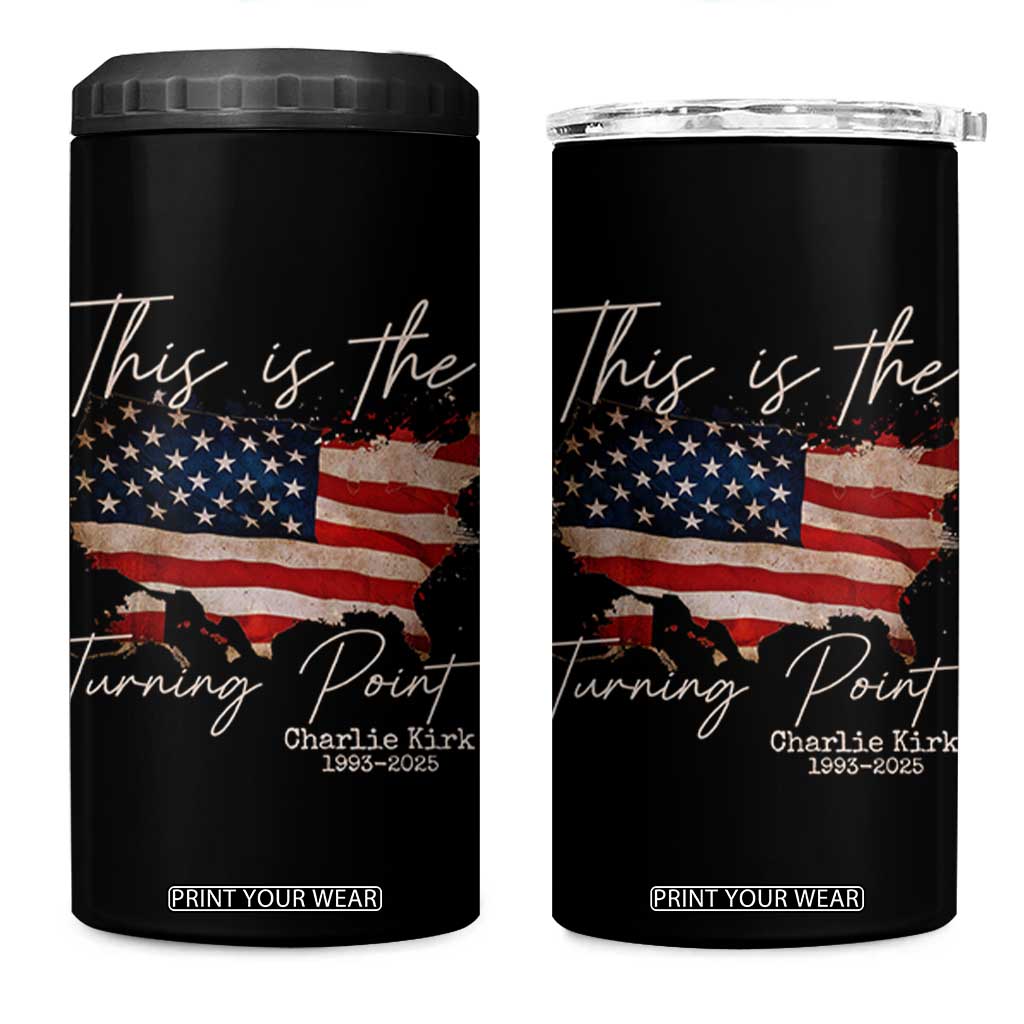 This Is The Turning Point 4 in 1 Can Cooler Tumbler Patriotic American Map Vintage USA Flag TS11 One Size: 16 oz Black Print Your Wear