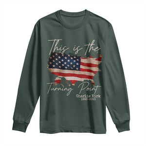This Is The Turning Point Long Sleeve Shirt Patriotic American Map Vintage USA Flag TS11 Dark Forest Green Print Your Wear