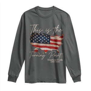 This Is The Turning Point Long Sleeve Shirt Patriotic American Map Vintage USA Flag TS11 Dark Heather Print Your Wear