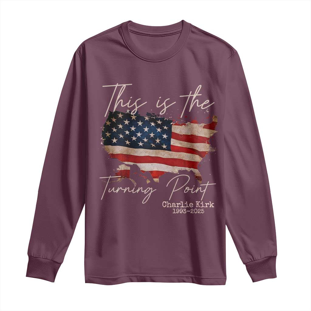 This Is The Turning Point Long Sleeve Shirt Patriotic American Map Vintage USA Flag TS11 Maroon Print Your Wear