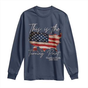 This Is The Turning Point Long Sleeve Shirt Patriotic American Map Vintage USA Flag TS11 Navy Print Your Wear