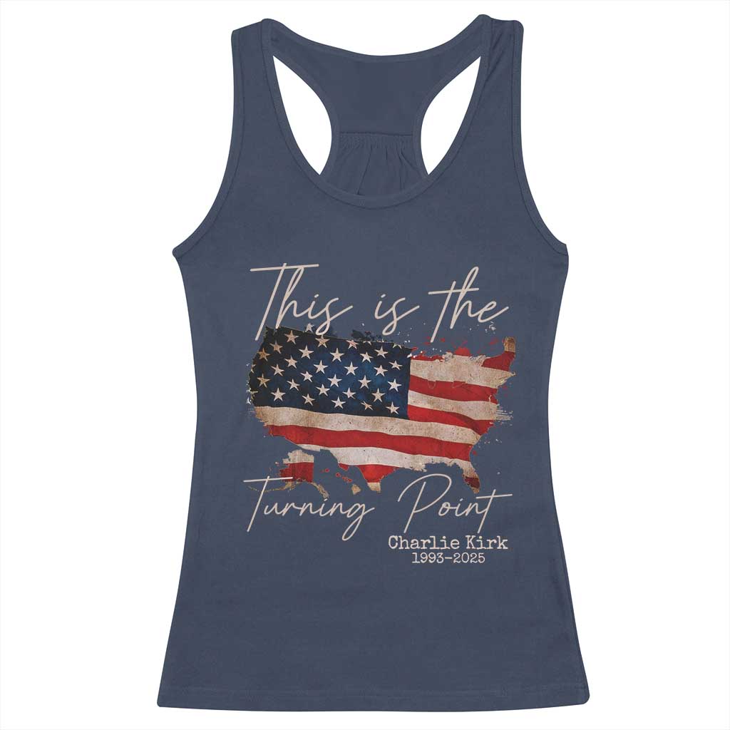 This Is The Turning Point Racerback Tank Top Patriotic American Map Vintage USA Flag TS11 Navy Print Your Wear