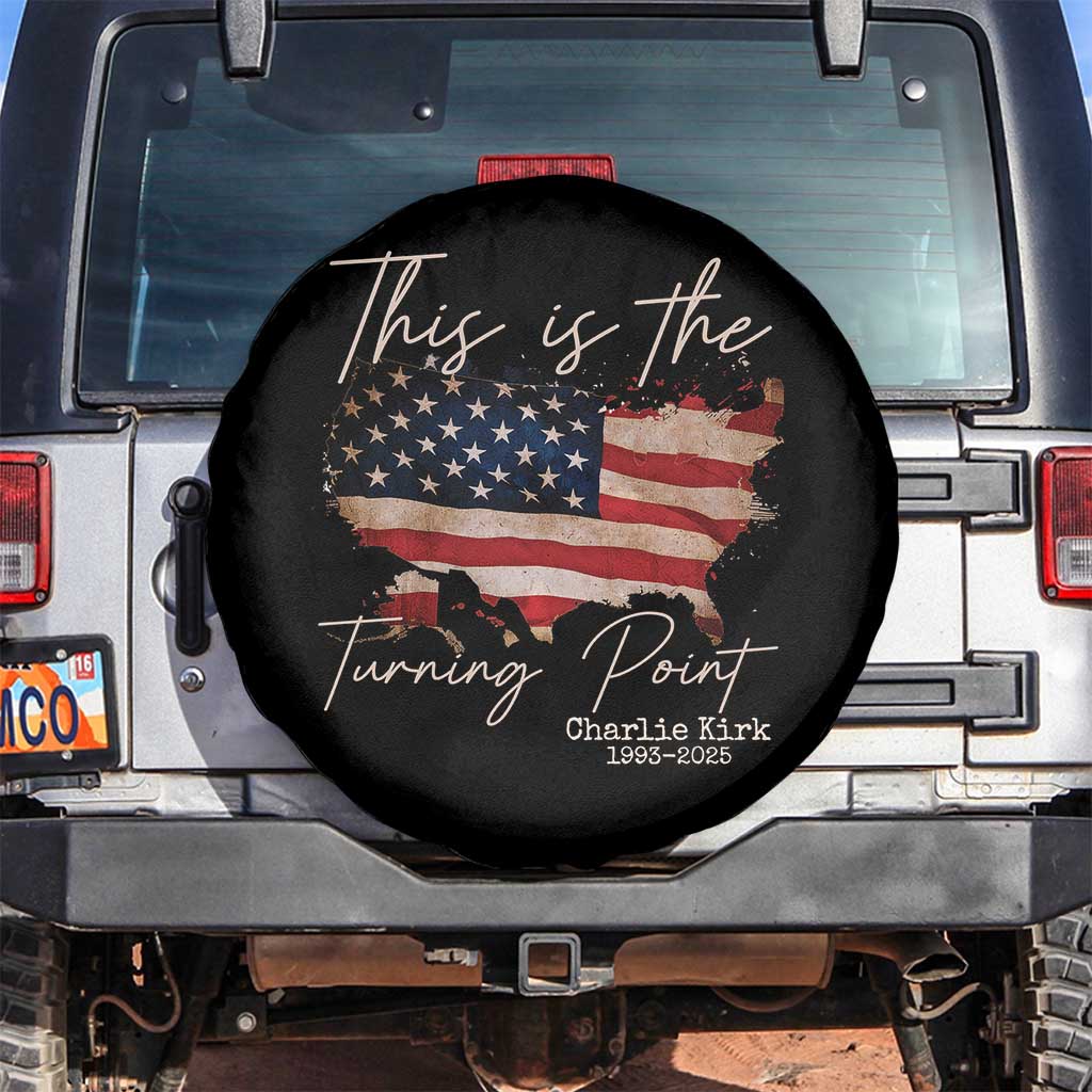 This Is The Turning Point Spare Tire Cover Patriotic American Map Vintage USA Flag TS11 No hole Black Print Your Wear