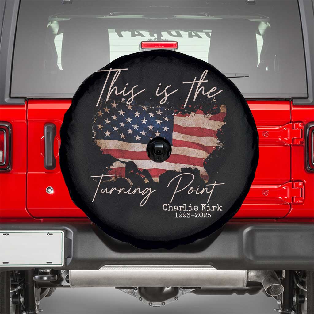 This Is The Turning Point Spare Tire Cover Patriotic American Map Vintage USA Flag TS11 Black Print Your Wear