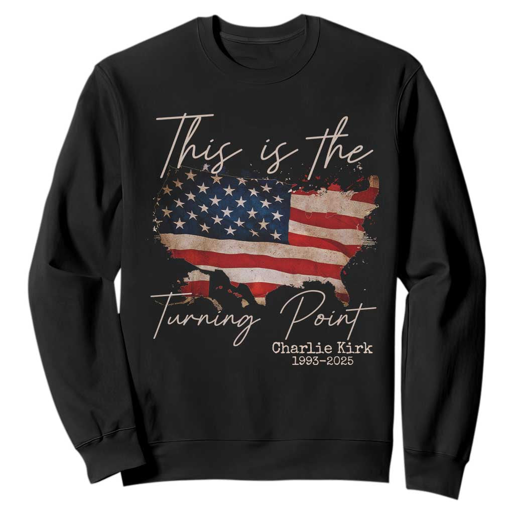 This Is The Turning Point Sweatshirt Patriotic American Map Vintage USA Flag TS11 Black Print Your Wear