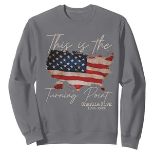 This Is The Turning Point Sweatshirt Patriotic American Map Vintage USA Flag TS11 Charcoal Print Your Wear