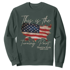 This Is The Turning Point Sweatshirt Patriotic American Map Vintage USA Flag TS11 Dark Forest Green Print Your Wear