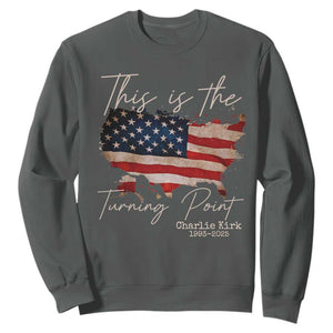 This Is The Turning Point Sweatshirt Patriotic American Map Vintage USA Flag TS11 Dark Heather Print Your Wear