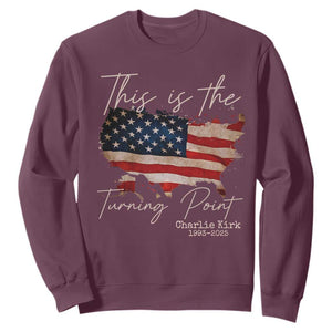 This Is The Turning Point Sweatshirt Patriotic American Map Vintage USA Flag TS11 Maroon Print Your Wear