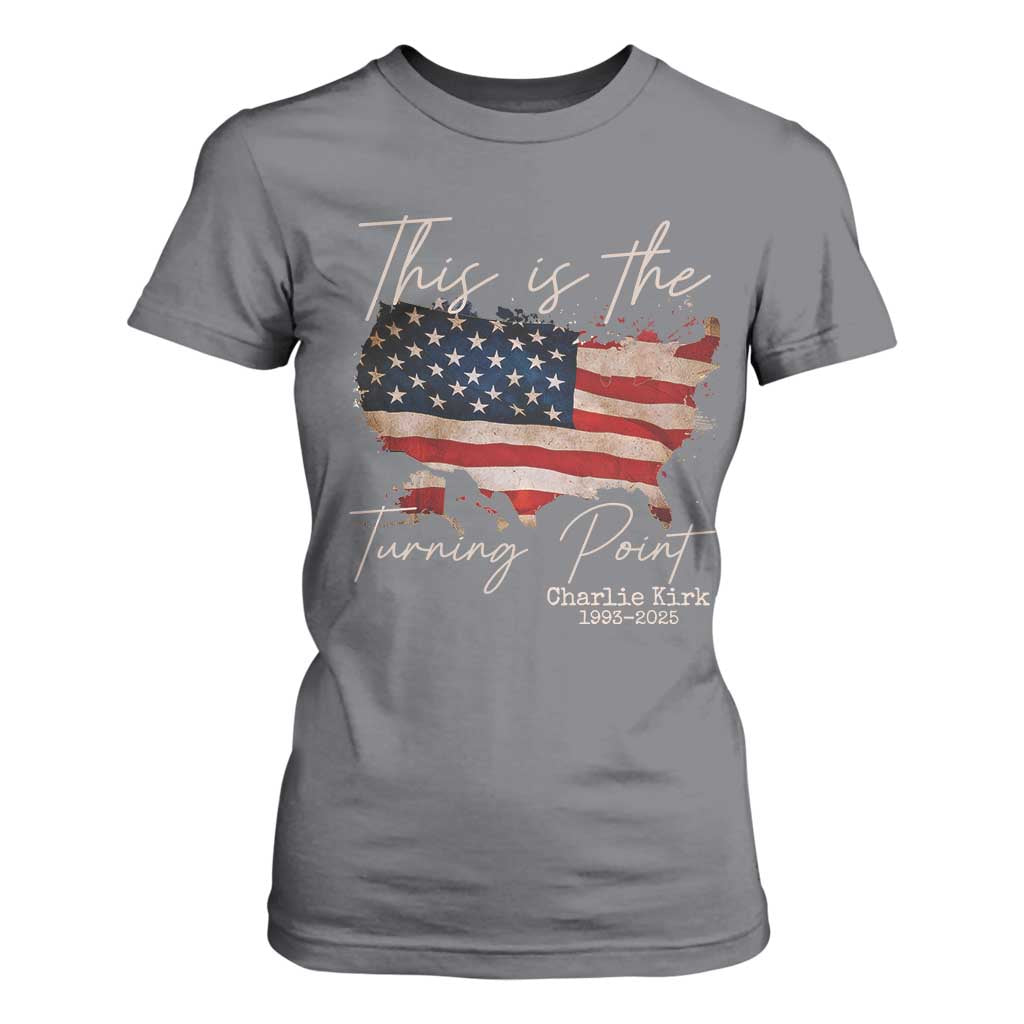 This Is The Turning Point T Shirt For Women Patriotic American Map Vintage USA Flag TS11 Charcoal Print Your Wear