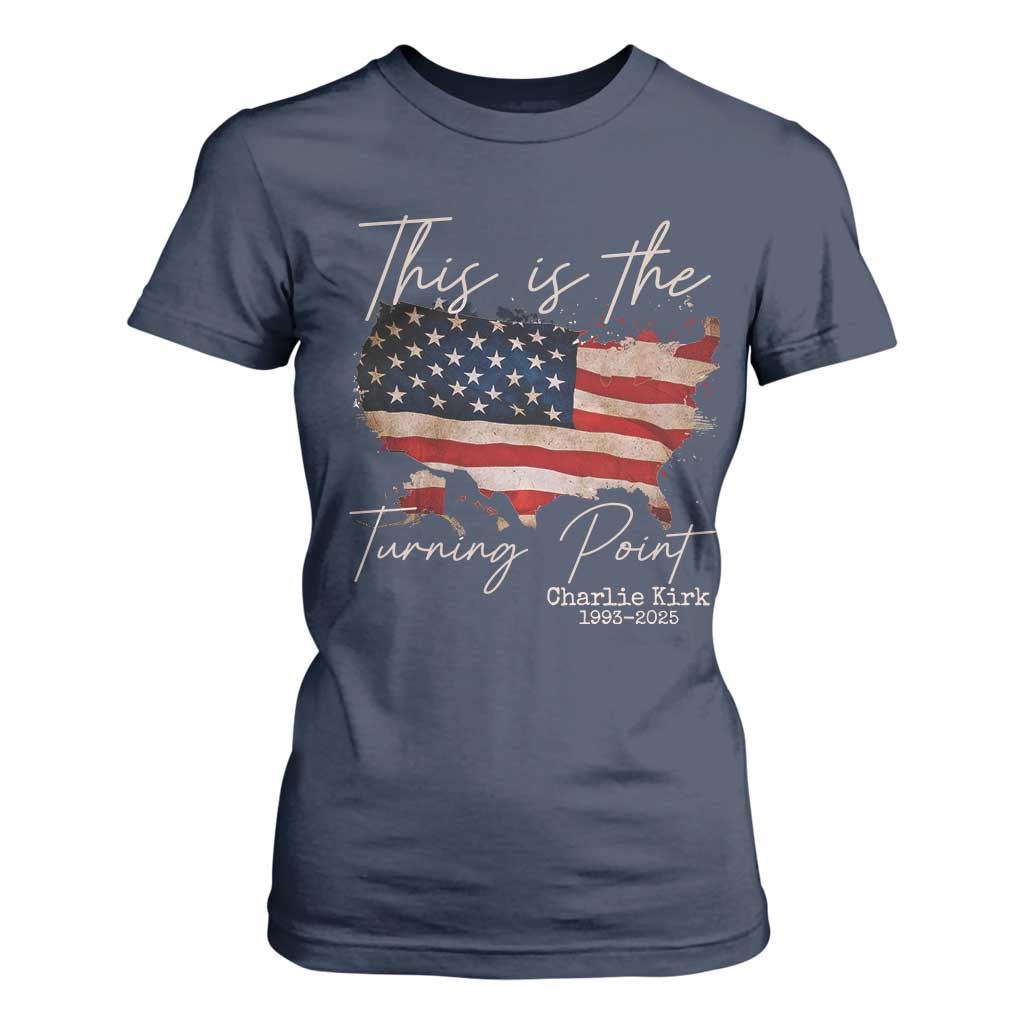 This Is The Turning Point T Shirt For Women Patriotic American Map Vintage USA Flag TS11 Navy Print Your Wear