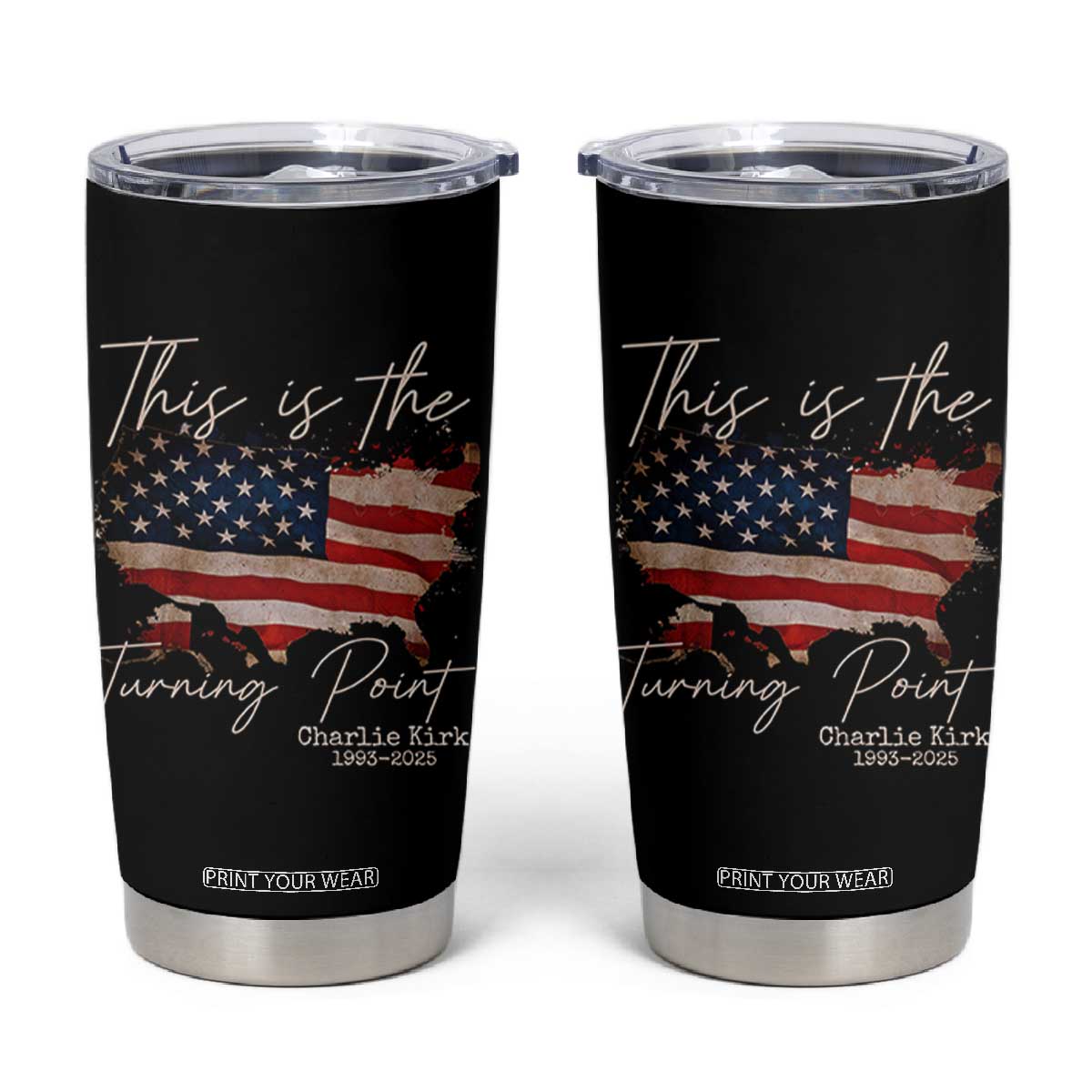 This Is The Turning Point Tumbler Cup Patriotic American Map Vintage USA Flag TS11 Black Print Your Wear