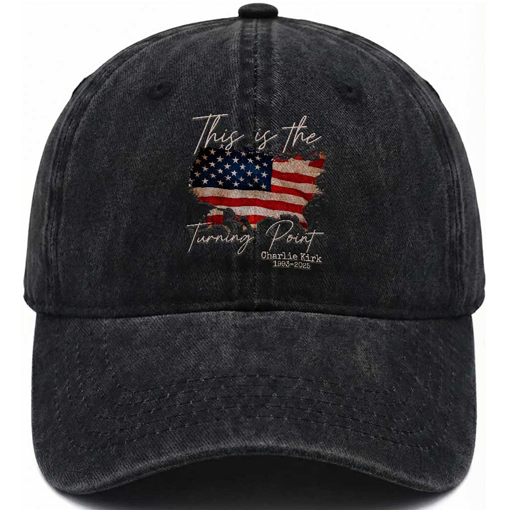 This Is The Turning Point Washed Cotton Baseball Cap Patriotic American Map Vintage USA Flag TS11 Print Your Wear
