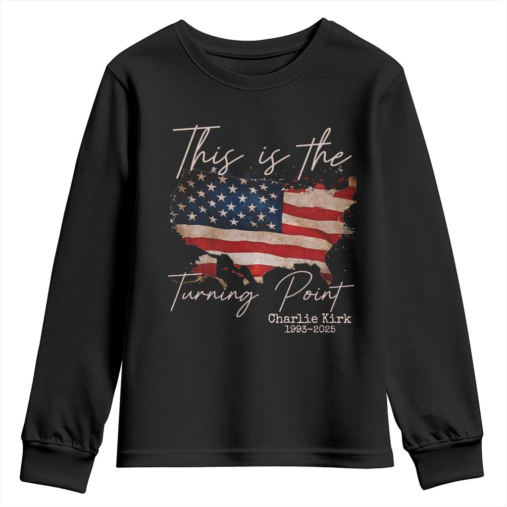 This Is The Turning Point Youth Sweatshirt Patriotic American Map Vintage USA Flag TS11 Black Print Your Wear
