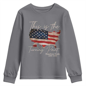 This Is The Turning Point Youth Sweatshirt Patriotic American Map Vintage USA Flag TS11 Charcoal Print Your Wear