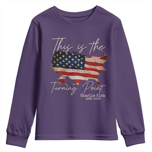 This Is The Turning Point Youth Sweatshirt Patriotic American Map Vintage USA Flag TS11 Purple Print Your Wear