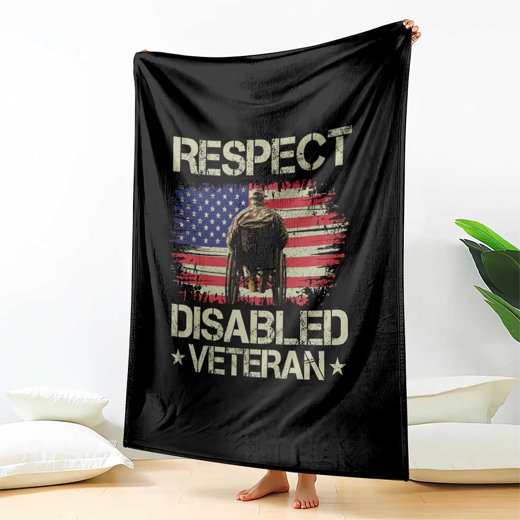 Respect Disabled Veteran Throw Blanket Military Soldier Vintage American Flag TS11 Print Your Wear