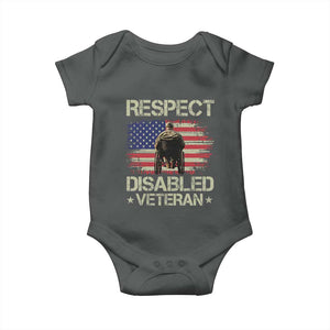 Respect Disabled Veteran Baby Onesie Military Soldier Vintage American Flag TS11 Dark Heather Print Your Wear