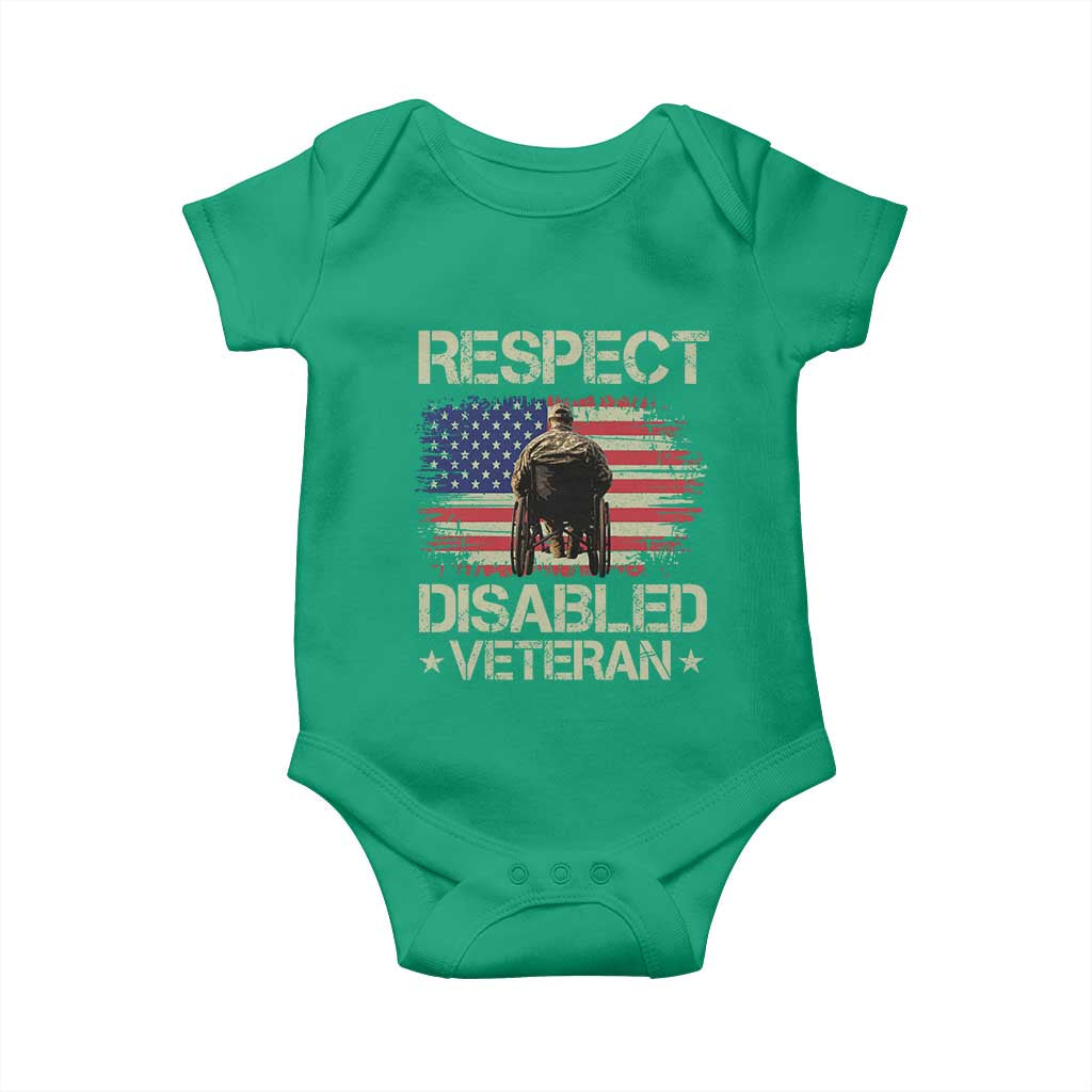 Respect Disabled Veteran Baby Onesie Military Soldier Vintage American Flag TS11 Irish Green Print Your Wear