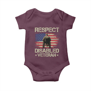 Respect Disabled Veteran Baby Onesie Military Soldier Vintage American Flag TS11 Maroon Print Your Wear