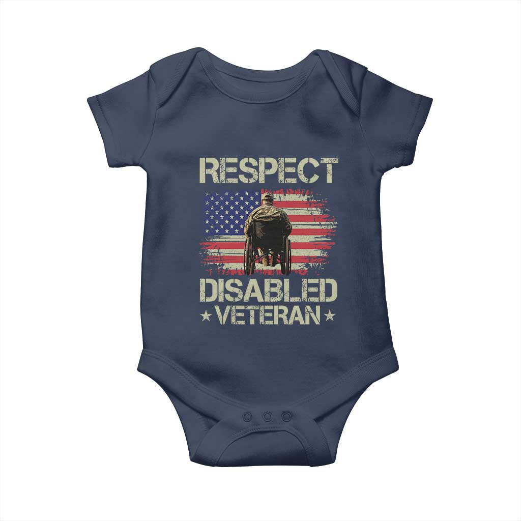 Respect Disabled Veteran Baby Onesie Military Soldier Vintage American Flag TS11 Navy Print Your Wear
