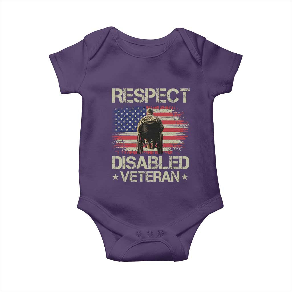 Respect Disabled Veteran Baby Onesie Military Soldier Vintage American Flag TS11 Purple Print Your Wear