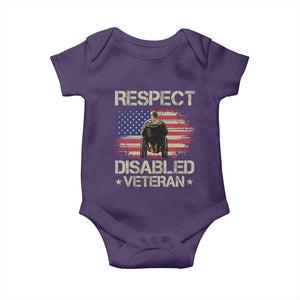 Respect Disabled Veteran Baby Onesie Military Soldier Vintage American Flag TS11 Purple Print Your Wear