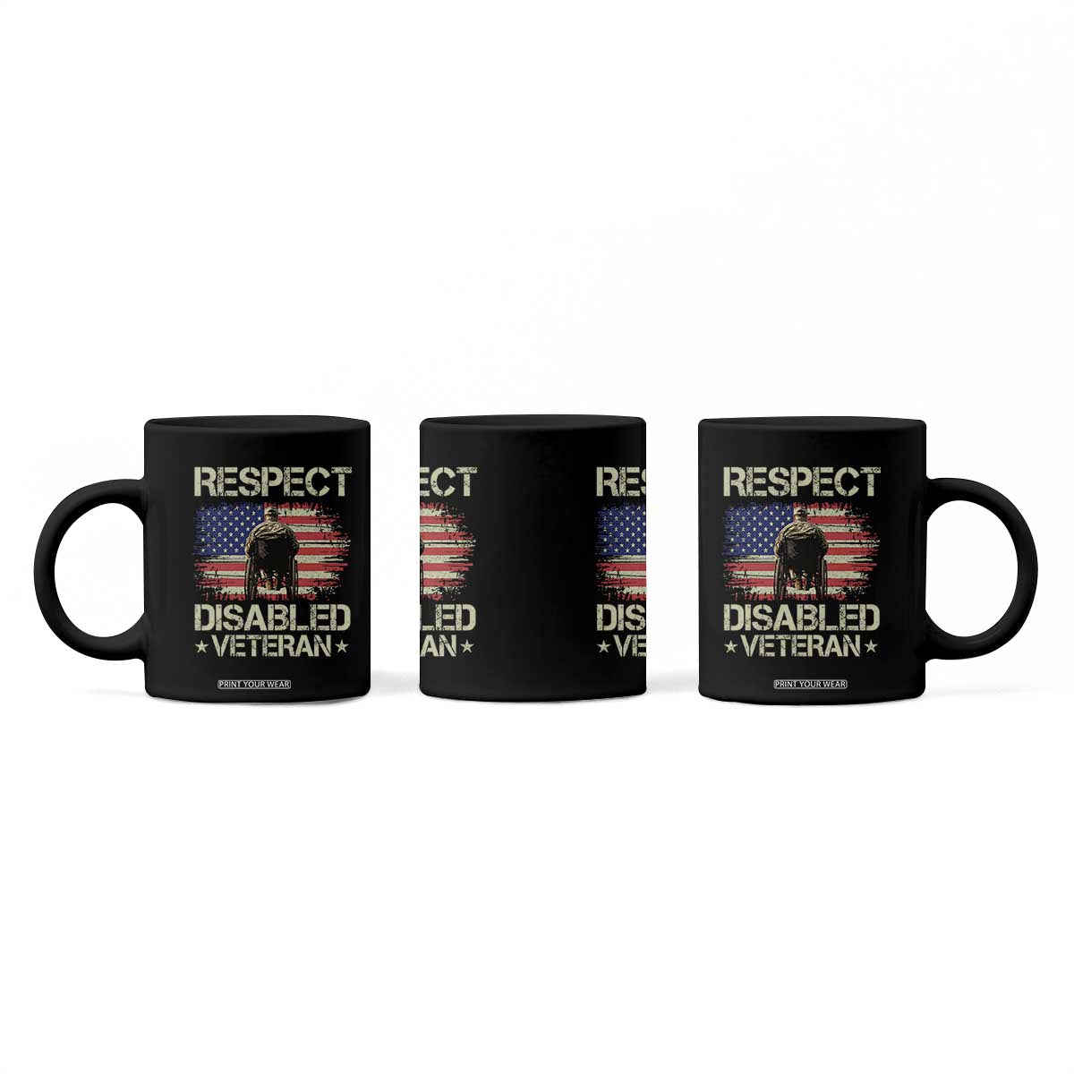 Respect Disabled Veteran Coffee Mug Military Soldier Vintage American Flag TS11 Print Your Wear