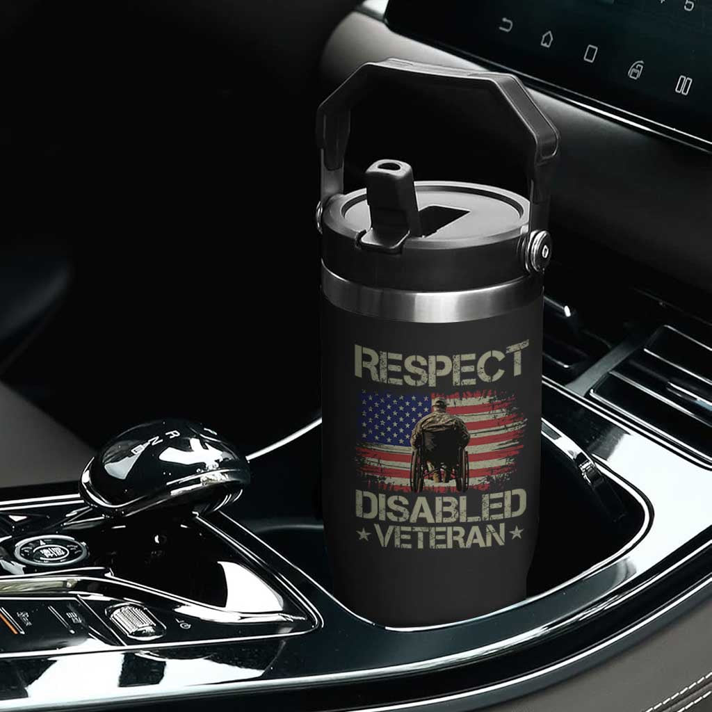 Respect Disabled Veteran Flip Straw Tumbler Military Soldier Vintage American Flag TS11 Print Your Wear