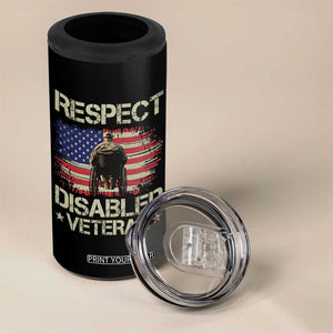 Respect Disabled Veteran 4 in 1 Can Cooler Tumbler Military Soldier Vintage American Flag TS11 Print Your Wear