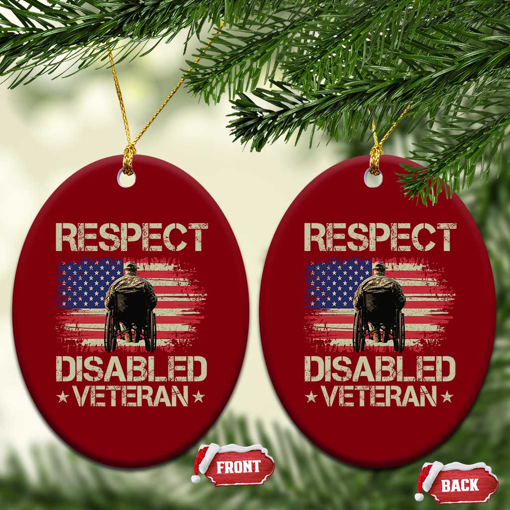Respect Disabled Veteran Ceramic Ornament Military Soldier Vintage American Flag - Print Your Wear