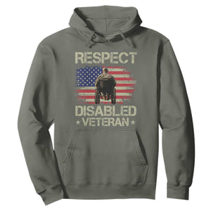 Respect Disabled Veteran Hoodie Military Soldier Vintage American Flag TS11 Military Green Print Your Wear