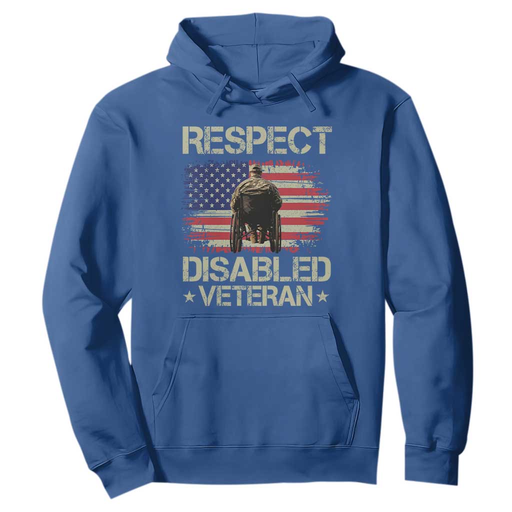 Respect Disabled Veteran Hoodie Military Soldier Vintage American Flag TS11 Royal Blue Print Your Wear