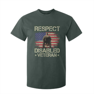 Respect Disabled Veteran T Shirt For Kid Military Soldier Vintage American Flag TS11 Dark Forest Green Print Your Wear