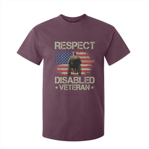 Respect Disabled Veteran T Shirt For Kid Military Soldier Vintage American Flag TS11 Maroon Print Your Wear