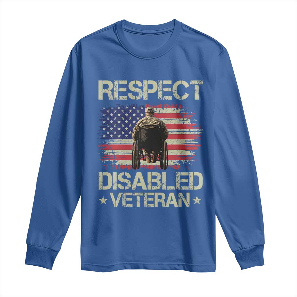 Respect Disabled Veteran Long Sleeve Shirt Military Soldier Vintage American Flag TS11 Royal Blue Print Your Wear