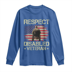 Respect Disabled Veteran Long Sleeve Shirt Military Soldier Vintage American Flag TS11 Royal Blue Print Your Wear