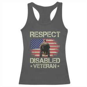 Respect Disabled Veteran Racerback Tank Top Military Soldier Vintage American Flag TS11 Dark Heather Print Your Wear