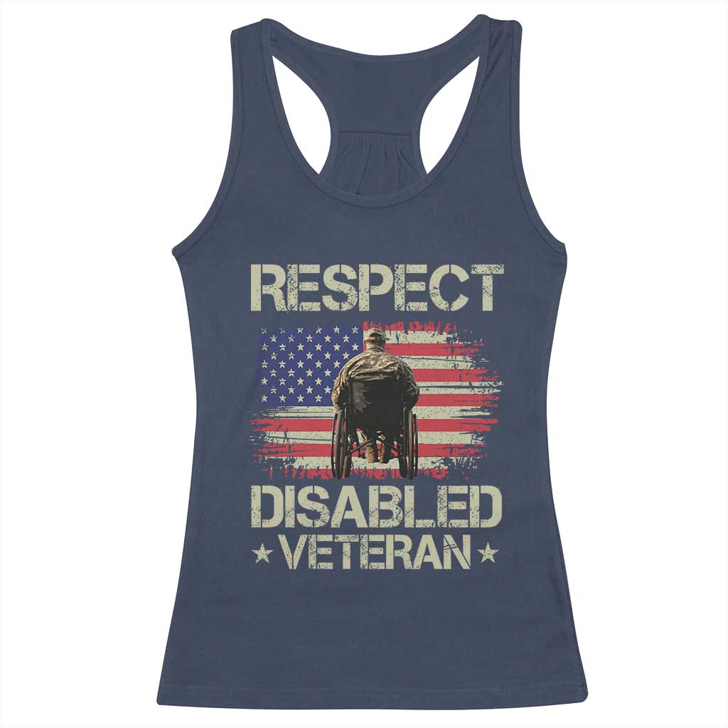 Respect Disabled Veteran Racerback Tank Top Military Soldier Vintage American Flag TS11 Navy Print Your Wear
