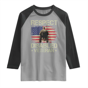 Respect Disabled Veteran Raglan Shirt Military Soldier Vintage American Flag TS11 Sport Gray Black Print Your Wear
