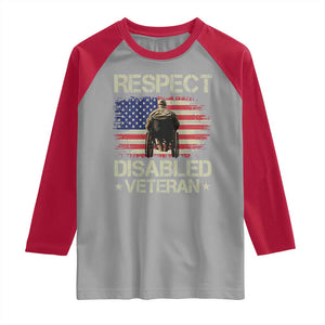 Respect Disabled Veteran Raglan Shirt Military Soldier Vintage American Flag TS11 Sport Gray Red Print Your Wear