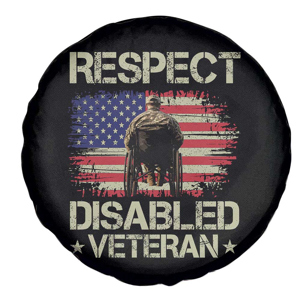 Respect Disabled Veteran Spare Tire Cover Military Soldier Vintage American Flag TS11 Print Your Wear